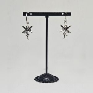 Silver Tone Fairy Dangle Earrings Fantasy Whimsical Jewelry